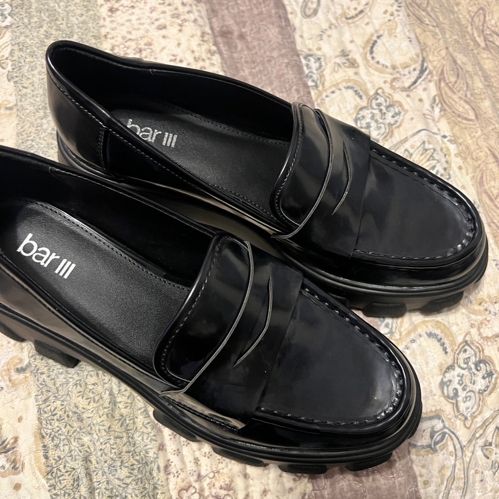 Bar III Glossy Black Loafers